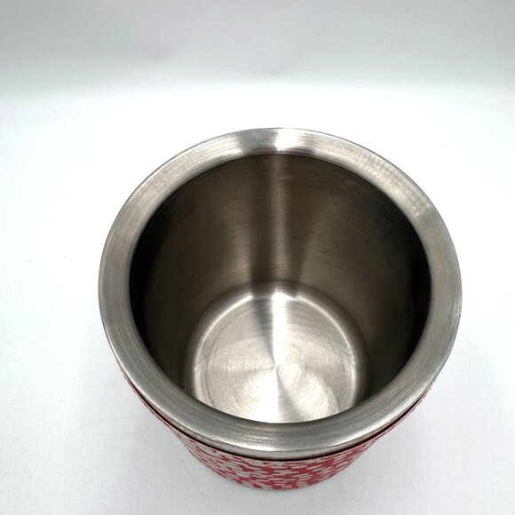 DIANE VON FURSTENBERG DVF Home Ice Bucket With Lid Square Dot Coral/White - Picture 4 of 7